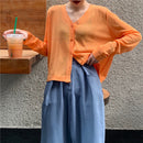Cardigan Women Korean Long Sleeve Cardigan Summer Cropped Cardigan Knitted V neck Thin Ice Silk Sweaters Sunscreen Shirt Tops