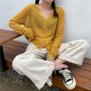 Cardigan Women Korean Long Sleeve Cardigan Summer Cropped Cardigan Knitted V neck Thin Ice Silk Sweaters Sunscreen Shirt Tops