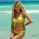 2020 New Leaves Print Bikini Swimsuit Women Push Up Bikini Set Bandeau Swimwear Bathing Suit Brazilian Biquini Female