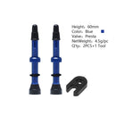 2 Pcs/set Bicycle 40/60/80mm Valve for Compatible Road MTB Bicycle Tubeless Tires Brass Core Alloy Stem Tubeless Sealant