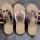 Women Shoes Summer Floral Flip Flops Beach Sandals Thongs Slippers  sandals Imitation hemp rope travel flip-flops flat-bottom