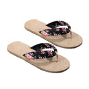 Women Shoes Summer Floral Flip Flops Beach Sandals Thongs Slippers  sandals Imitation hemp rope travel flip-flops flat-bottom