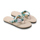 Women Shoes Summer Floral Flip Flops Beach Sandals Thongs Slippers  sandals Imitation hemp rope travel flip-flops flat-bottom