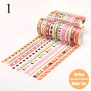 10 Pcs/Set Gold Foil Washi Tape Cute Heart Masking Tape Decorative Adhesive Tape Sticker Scrapbooking DIY Stationery