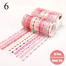 10 Pcs/Set Gold Foil Washi Tape Cute Heart Masking Tape Decorative Adhesive Tape Sticker Scrapbooking DIY Stationery
