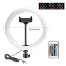 10 Inch Rgb Video Light 16Colors Rgb Ring Lamp For Phone With Remote Camera Studio Large Light Led 48" Stand 160Cm For Youtuber