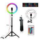 10 Inch Rgb Video Light 16Colors Rgb Ring Lamp For Phone With Remote Camera Studio Large Light Led 48" Stand 160Cm For Youtuber