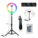 10 Inch Rgb Video Light 16Colors Rgb Ring Lamp For Phone With Remote Camera Studio Large Light Led 48" Stand 160Cm For Youtuber