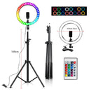 10 Inch Rgb Video Light 16Colors Rgb Ring Lamp For Phone With Remote Camera Studio Large Light Led 48" Stand 160Cm For Youtuber