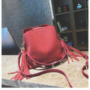 2020 New Fashion Scrub Women Bucket Bag Vintage Tassel Messenger Bag High Quality Retro Shoulder Bag Simple Crossbody Bag Tote