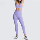 Yoga Sets Women's 2 Piece Set Leggings + Elastic Sports Bras Woman Gym Clothing Fitness Sportswear Workout Seamless Sports Suits