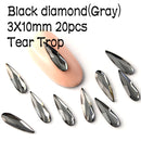 2x6mm 3x10mm Strass 20pcs Red AB Crystal Flat Back Nail Art Glitter Rhinestone Glass Manicure Tips Charms 3D Nail Art Decoration