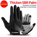 ROCKBROS Windproof Cycling Gloves Bicycle Touch Screen Riding MTB Bike Glove Thermal Warm Motorcycle Winter Autumn Bike Clothing