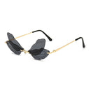 SO&EI Fashion Rimless Dragonfly Wing Sunglasses Women Vintage Clear Ocean Lens Eyewear Men Pink Yellow Sun Glasses Shades UV400