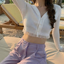 Pink Black Green Black Women Cardigans 2020 Fashion Slim Ladies Knitted Sweater Crop Top Long Sleeve Buttons Sweater