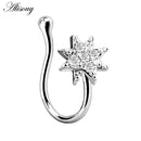 Alisouy 1 pcs Fake Nose Ring Clip On Nose Ring Faux Nose Ring Fake Piercings Tragus Earrings Simple Nose Ring Jewelry