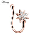 Alisouy 1 pcs Fake Nose Ring Clip On Nose Ring Faux Nose Ring Fake Piercings Tragus Earrings Simple Nose Ring Jewelry