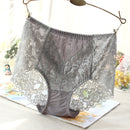 Ladies Sexy Mesh Panties High-waist Seamless Lace Underwear Briefs Transparent Silk Women Cotton Health Knickers Lingerie XXXL