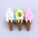 Silicone Smoking Pipe Smoke Pipe Pink Funny Ice Cream Pipe with Clean Cover and Decorative Bowl Interior