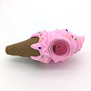 Silicone Smoking Pipe Smoke Pipe Pink Funny Ice Cream Pipe with Clean Cover and Decorative Bowl Interior