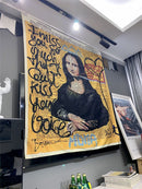 Mona Lisa Graffiti Tapestry Wall Hanging Bohemian Beach Mat Polyester Blanket Yoga Mat Home Bedroom Art Carpet