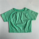 Women's Seamless Short Sleeve Crop Top Yoga Shirts Slim Fit Running Fitness T-shirts Workout Tops For Women Gym Sport Cycling