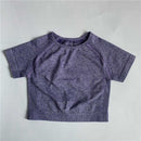 Women's Seamless Short Sleeve Crop Top Yoga Shirts Slim Fit Running Fitness T-shirts Workout Tops For Women Gym Sport Cycling