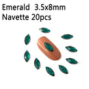 20pcs Marquise Nail Rhinestones Crystals Flatback Glass Stones Manicure Nail Art Decoration Charms Gem Jewelry Accessories