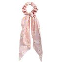 17KM Fashion Floral Print Scrunchies Solid Long Hair Ribbon For Women Ponytail Scarf Sweet Elastic Hair Band Hair Accessories