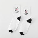 New Arrivals Cow Printed Sock Lovely Harajuku Japanese Style Cotton Women Socks Striped Solid Breathable Casual Cartoon Socks