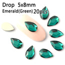 20PCS AB Mix Colors Tips Nail Rhinestones flat Pixie crystal Drop diamonds 3D Manicure Nail Art Decoration Charms Jewelry