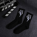1 pair Men Fashion Hip Hop Hit Color On Fire Crew Socks Red Flame Blaze Power Torch Hot Warmth Street Skateboard Cotton Socks