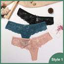 3 Pcs Panties Underwear Woman Lace Thong G String Sexy Briefs Lingerie Woman Thong T-back Lace Female Low Waist Women's Panties