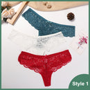 3 Pcs Panties Underwear Woman Lace Thong G String Sexy Briefs Lingerie Woman Thong T-back Lace Female Low Waist Women's Panties