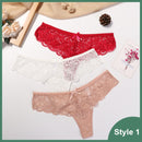 3 Pcs Panties Underwear Woman Lace Thong G String Sexy Briefs Lingerie Woman Thong T-back Lace Female Low Waist Women's Panties