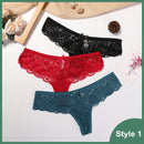 3 Pcs Panties Underwear Woman Lace Thong G String Sexy Briefs Lingerie Woman Thong T-back Lace Female Low Waist Women's Panties