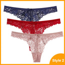 3 Pcs Panties Underwear Woman Lace Thong G String Sexy Briefs Lingerie Woman Thong T-back Lace Female Low Waist Women's Panties