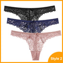 3 Pcs Panties Underwear Woman Lace Thong G String Sexy Briefs Lingerie Woman Thong T-back Lace Female Low Waist Women's Panties