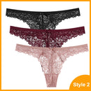 3 Pcs Panties Underwear Woman Lace Thong G String Sexy Briefs Lingerie Woman Thong T-back Lace Female Low Waist Women's Panties