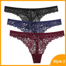 3 Pcs Panties Underwear Woman Lace Thong G String Sexy Briefs Lingerie Woman Thong T-back Lace Female Low Waist Women's Panties