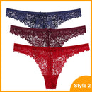 3 Pcs Panties Underwear Woman Lace Thong G String Sexy Briefs Lingerie Woman Thong T-back Lace Female Low Waist Women's Panties