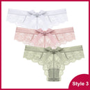 3 Pcs Panties Underwear Woman Lace Thong G String Sexy Briefs Lingerie Woman Thong T-back Lace Female Low Waist Women's Panties