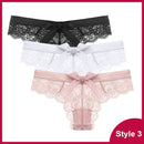 3 Pcs Panties Underwear Woman Lace Thong G String Sexy Briefs Lingerie Woman Thong T-back Lace Female Low Waist Women's Panties