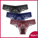 3 Pcs Panties Underwear Woman Lace Thong G String Sexy Briefs Lingerie Woman Thong T-back Lace Female Low Waist Women's Panties