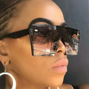 2020 Fashion Oversized Square Sunglasses Retro Gradient Big Frame Sun Glasses For Women One Piece Gafas Shade Mirror Clear Lens