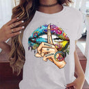 2020 Lips Watercolor Graphic T Shirt lip Women Tops Shirt Base O-neck Sexy Black Tees Kiss lip Funny whisper words Girls Tshirt