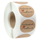 round"Handmade with love" Stickers seal labels roll sticker for Package decorate handmade sticker stationery supplies50-500pcs