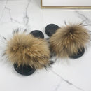 Real fox Fur Slippers Women Home Fluffy Sliders Comfort Furry Summer Flats Sweet Ladies Shoes Female Furry Indoor Flip Flops