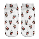 Women Funny Cute 3D Print Foods White Nutella Character Socks Unisex Happy Cartoon Donuts Biscuit Dessert Gift Sokken Dropship