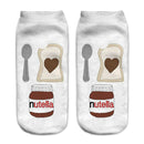 Women Funny Cute 3D Print Foods White Nutella Character Socks Unisex Happy Cartoon Donuts Biscuit Dessert Gift Sokken Dropship